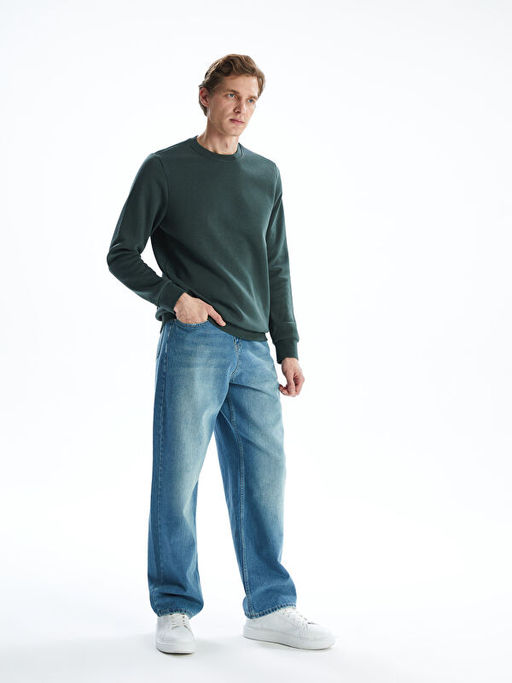 Bisiklet Yaka Uzun Kollu Erkek Sweatshirt