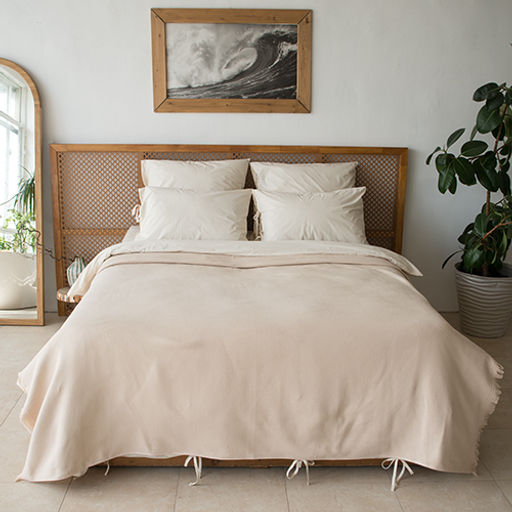 Покрывало 200х220 жаккард, 100% хлопок, Светло-бежевый 200х220 - Традиция фото 3