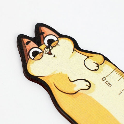 Цена за 5 шт. Линейка деревянная 15 см, фигурная Кот - Artfox фото 3