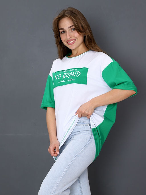 Футболка Женская Оверсайз No Brand цвет Зеленый - Амавес-текстиль фото 2