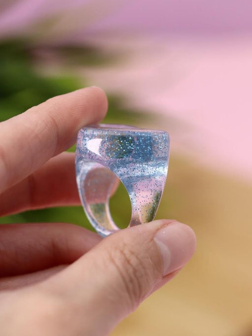 Кольцо акриловое GIRLY "Blue heart", blue (d=1,7 см)