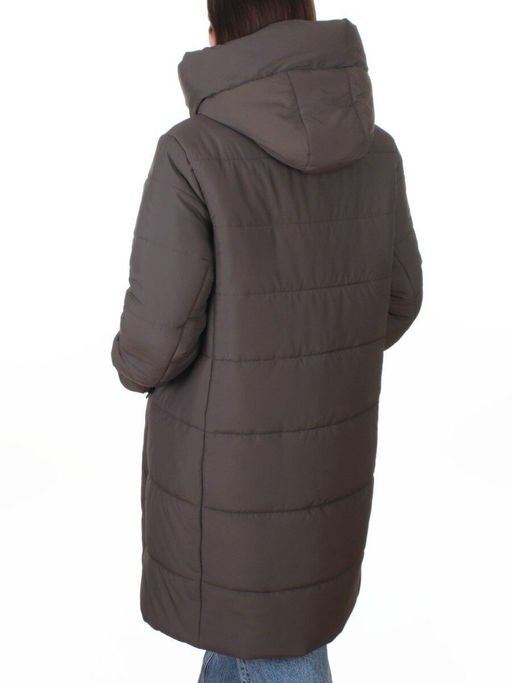 A612 GRAY/BROWN Куртка зимняя женская (верблюжья шерсть, 120 гр. холлофайбер)