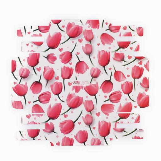 Цена за 5 шт. Коробка под 4 конфеты и шоколад с ячейками «Тюльпаны» 18.8 х 15.7 х 3 см