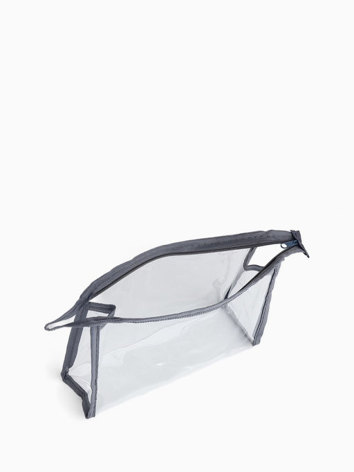 Набор простых косметичек 2 в 1 на молниях, с надписями, серый