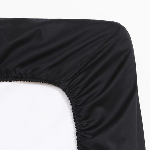 Простыня на резинке Jet black 160х200х25 см, цвет чёрный, 100% хлопок, мако-сатин, 114г/м2 - Этель фото 3
