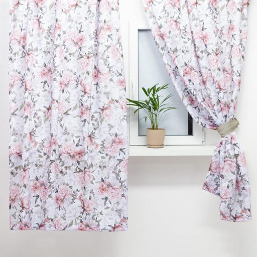 Комплект штор для кухни с подхватами Этель Пионы 145?180 см-2 шт., 100% п/э