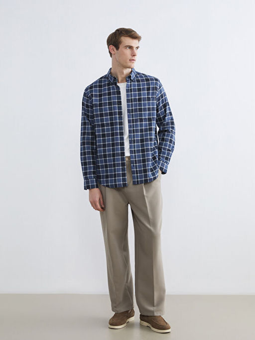 Uzun Kollu Ekose Desenli Erkek G?mlek