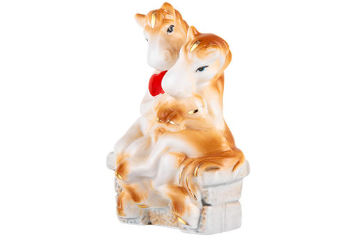 Фигурка декоративная 7*5*11 см Лошади-влюбленная пара коричневая с золотом, фарфор - Elan gallery фото 5