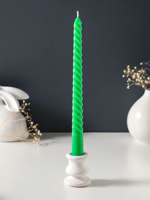 Свеча витая 25 см (набор 3 шт) 57 гр, 5 ч, цв. зелёный