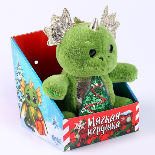 Цена за 2 шт. Мягкая игрушка на новый год Дракоша с ёлкой - Milo toys фото 3