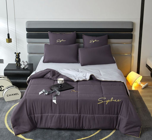 Одеяло Mency средней плотности однотонное с простыней на резинке и наволочками ODMENOR06