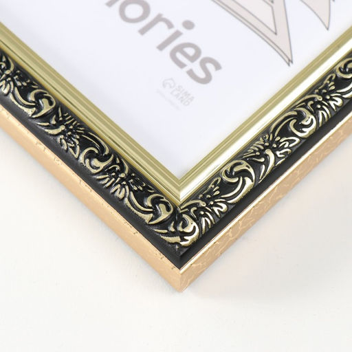 Фоторамка пластик "Винтаж" 15х21 см, черный с золотом (стекло)