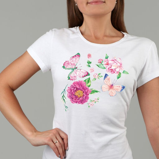 Цена за 5 шт. Термонаклейка Бабочки с цветами, 19.5?28 см, 7 дизайнов