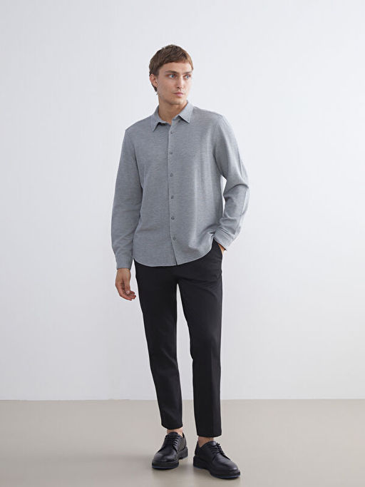 Slim Fit Uzun Kollu Erkek Dokulu G?mlek