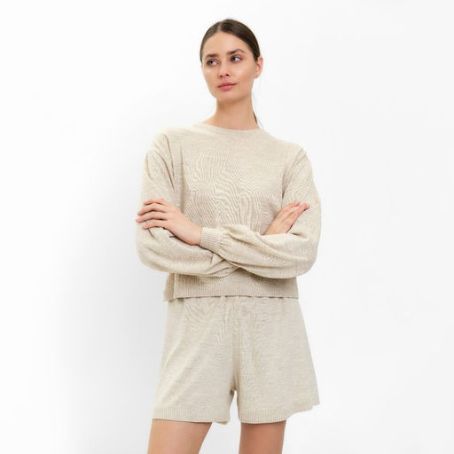 Костюм женский (джемпер, шорты) MINAKU: Casual Collection, бежевый, размер 44
