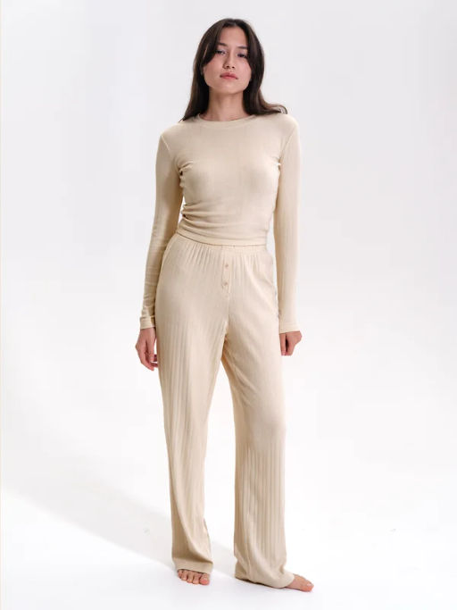 PELICAN, брюки женские, Молочный  фото 3