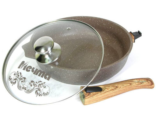 Сковорода 26см АП Гранит brown со съемной ручкой и стеклянной крышкой арт.С026806 - Мечта фото 2