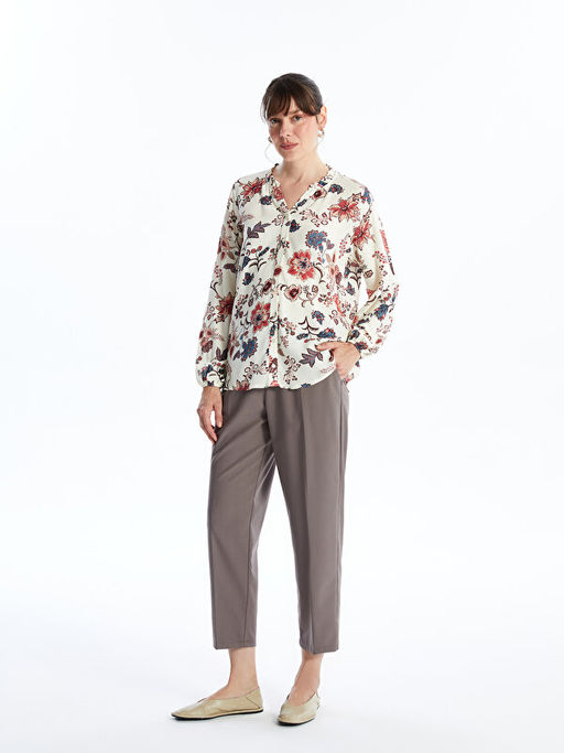 Kad?n Beli Lastikli D?z Pantolon