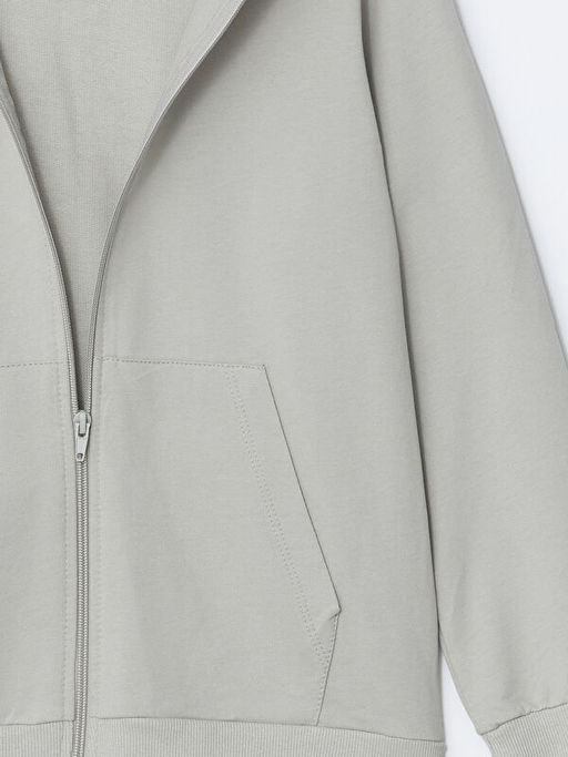 Kap??onlu K?z ?ocuk Fermuarl? Sweatshirt