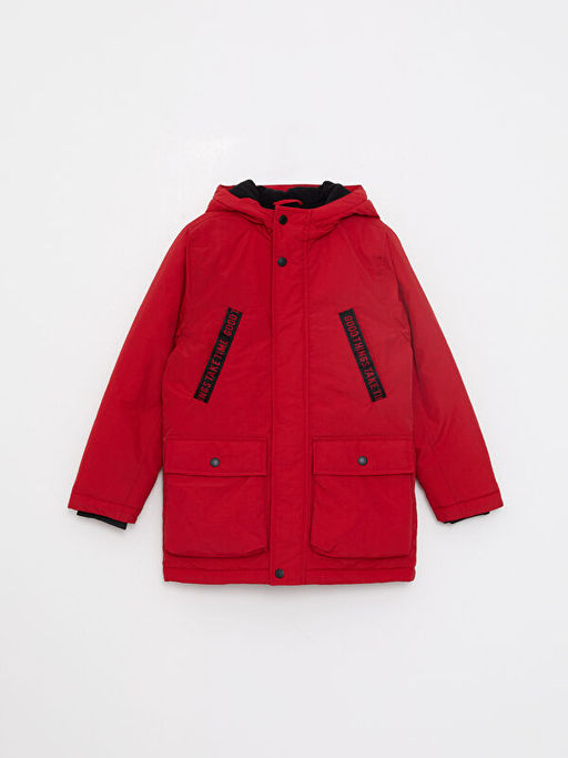 Kap??onlu Bask?l? Erkek ?ocuk Mont - Waikiki фото 2