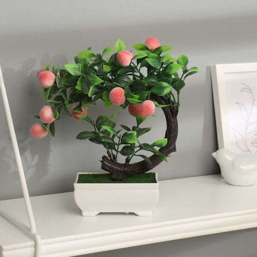 Бонсай искусственный в горшке «Персики», 10×17.5 см, МИКС