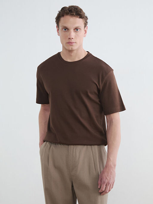 Relaxed Fit Bisiklet Yaka Erkek Ti??rt