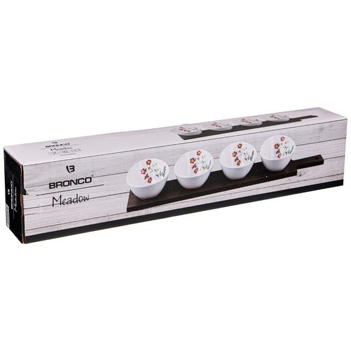 НАБОР ИЗ 4 САЛАТНИКОВ BRONCO MEADOW11*9*6 СМ НА ДЕРЕВЯННОЙ ПОДСТАВКЕ С РУЧКОЙ 47*9,5*1 СМ  фото 2