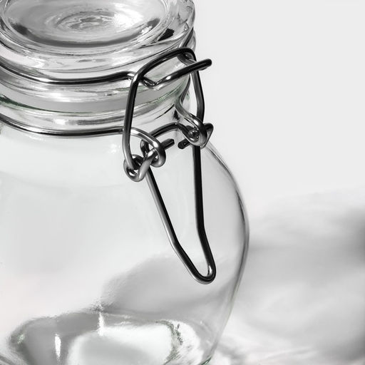 Цена за 2 шт. Банка для хранения сыпучих Доляна «Овал», 100 мл, 5.5×9 см, с бугельным замком, стекло