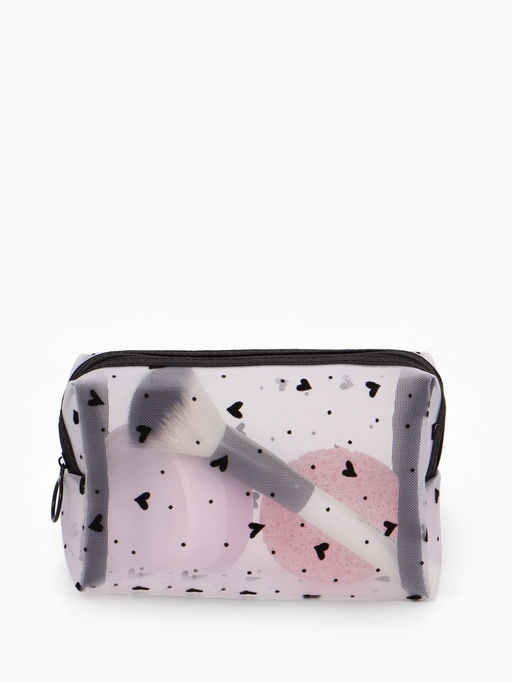 Косметичка дор Сердца, сетка 18*7,5*10, отд на молнии, белый