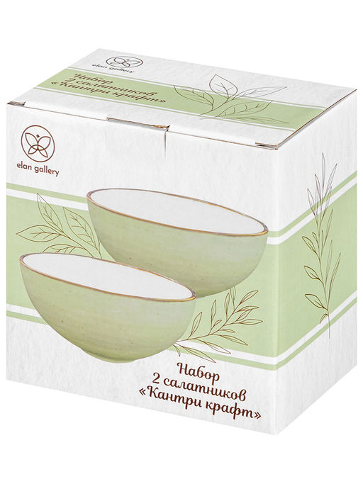 Набор салатников круглых 2 пр. 600 мл 15*15*7 см "Кантри Крафт", светло-зеленый, фарфор