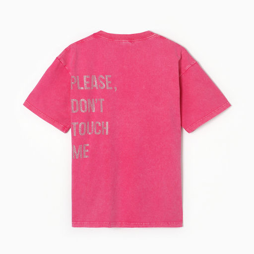Футболка из вареного хлопка женская Mist Don&apos;t touch me, размер S, розовая