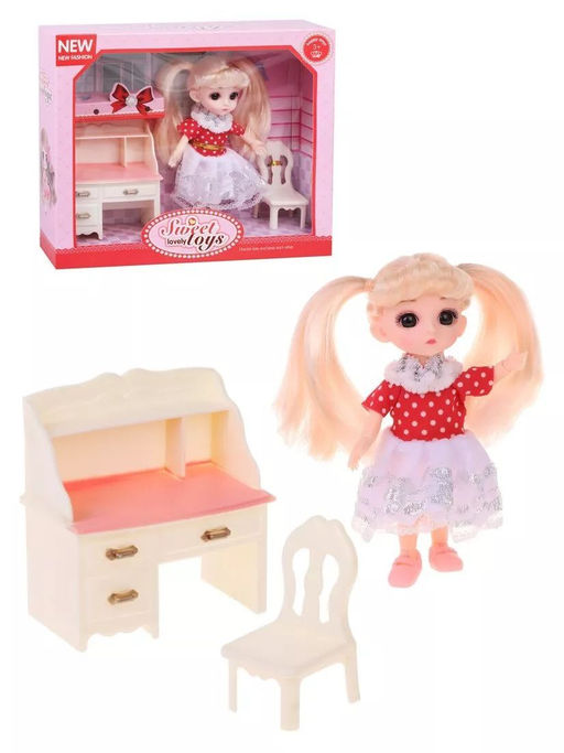 Игр.наб."Модница", в компл. кукла 15см., предм. 2шт., в ассорт., кор.