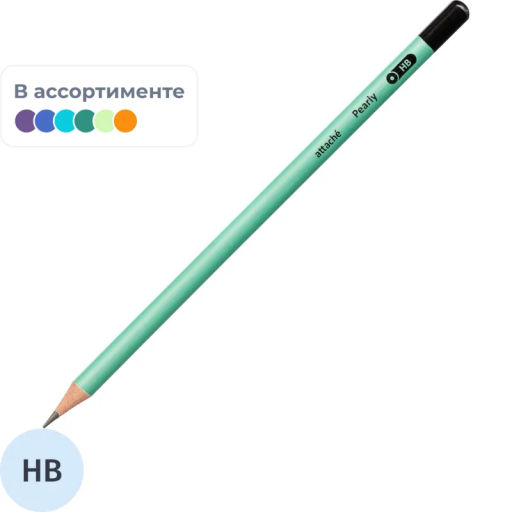 Карандаш чернографитный Attache Pearly, круглый, б/ласт, ассорти  фото 2