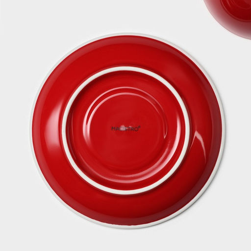 Кофейная пара фарфоровая Magistro Coffee time, 2 предмета: чашка 200 мл, блюдце d=14,5 см, цвет красный  фото 7