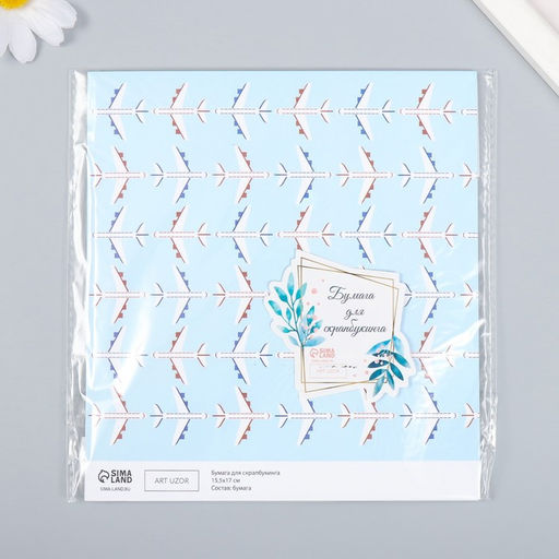 Цена за 10 шт. Бумага для скрапбукинга Арт Узор. Самолёты, 180 г/м?, 15.5?17 см