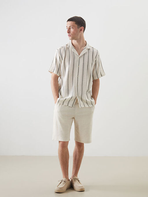 Regular Fit K?sa Kollu ?izgili Erkek G?mlek