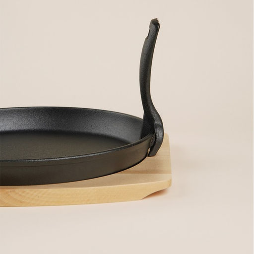 Сковорода чугунная на деревянной подставке SL Home, d=25 см, h=3 см, чёрная