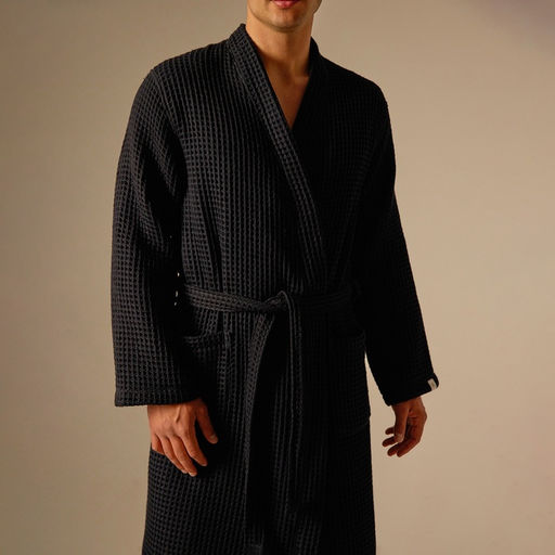 Халат вафельный мужской SL HOME: Boho «Дарк Маре», размер M, хлопок 100%, чёрный