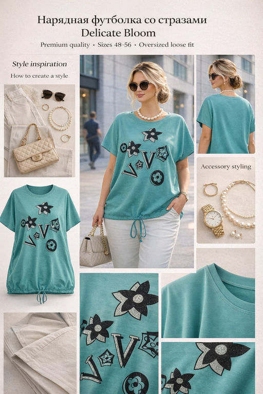 Нарядная футболка Graphic Bloom арт. А1025