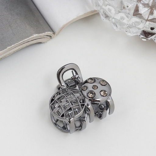 Цена за 6 шт. Крабик для волос «Оливия», вишенки, 2.5 см, чёрный