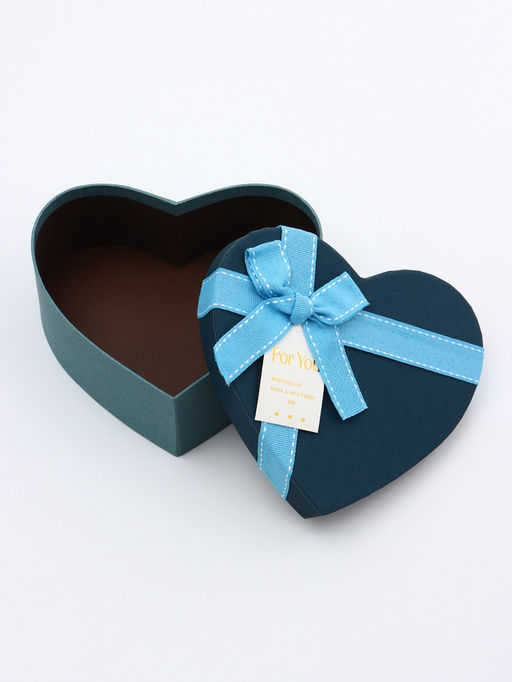Набор подарочных коробок сердце 3 в 1, синий с бантом, 22?20?9; 18.5?17?7.5; 16?14?6 см