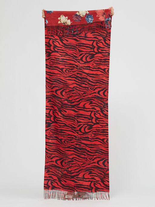 в составе шерсть Большой, мягкий, теплый двусторонний палантин с рисунком в стиле «арт-деко». - Tantino фото 3