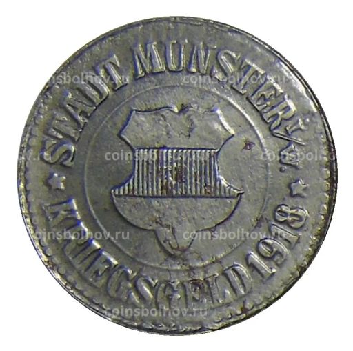 Монета 10 пфеннигов 1918 года Германия Нотгельд Мюнстер