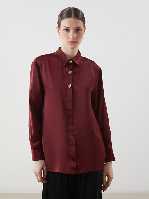 Loose Fit Saten Kad?n G?mlek Tunik