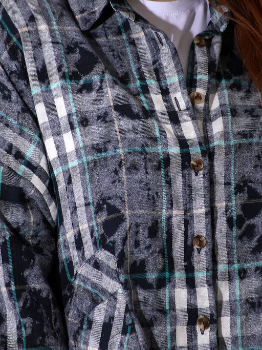 Женская рубашка в клетку больших размеров - Almond фото 4