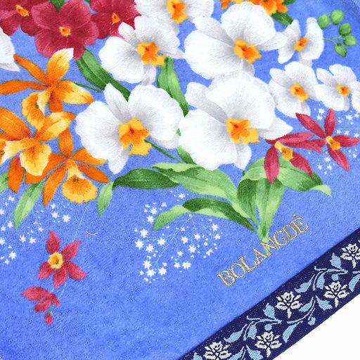 "Япония-2045" Полотенце махровое 34х78см, плотность 300гр/м2, 100% хлопок, "Ирисы", синий, Bolangde (Китай)