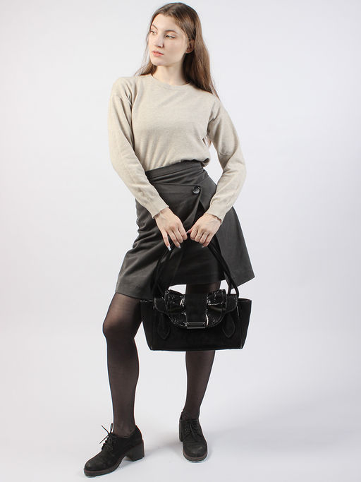 LACCOMA сумка Y2430-1-черный натуральная замша, натуральная кожа полиэстер  фото 2