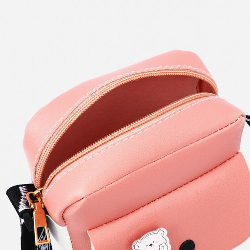 Сумка детская на длинном ремне, наружный карман, цвет розовый - Simaland фото 3