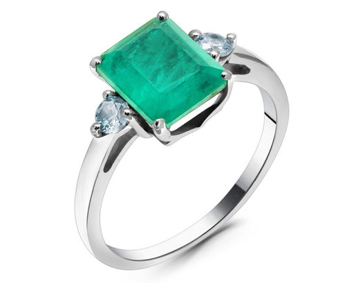 Кольцо из серебра турмалин параиба выращ., топаз, Багет