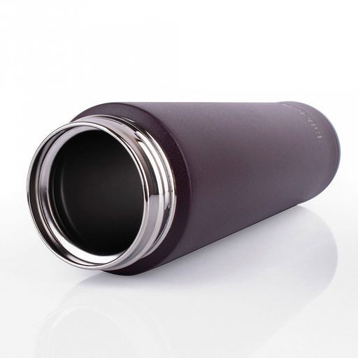 Термос из нержавеющей стали с узкой горловиной 0,5л "Брис" h25см, горло д5см, клапан, герметичная силиконовая пробка, кнопка блокировки, покрытие - фиолетовое, матовое, "TalleR" (Китай)